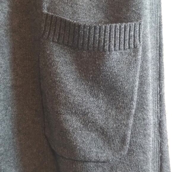 Athleta ZUNI Cowl Neck Dark Gray Sweater Knit Pocketed Short Sleeve Dress M - Picture 3 of 15